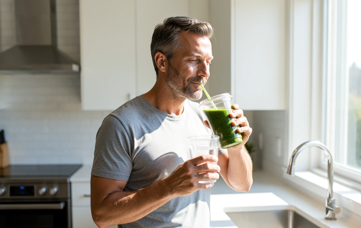 Man following healthy lifestyle routine
